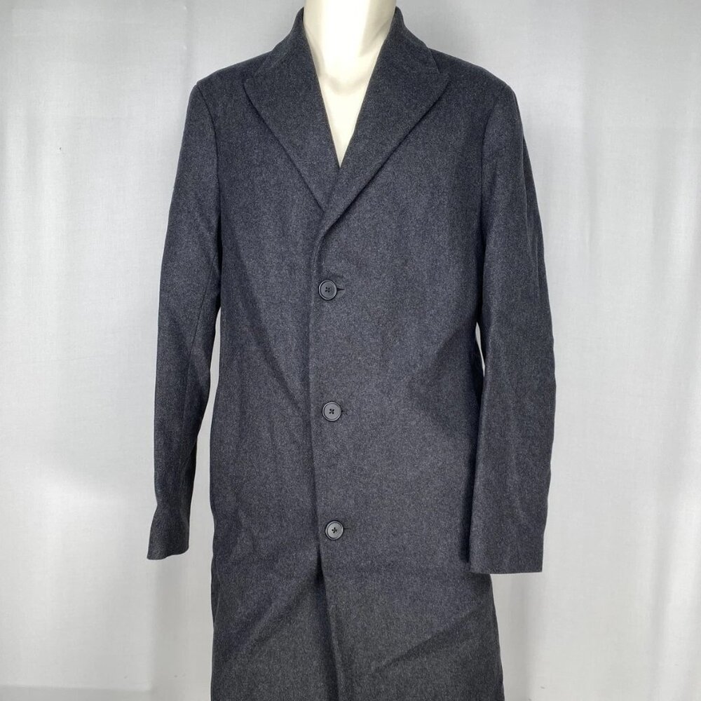 NEW THEORY Men’s Monroe Wool Melton Single-Breasted Coat Grey Melange Size S